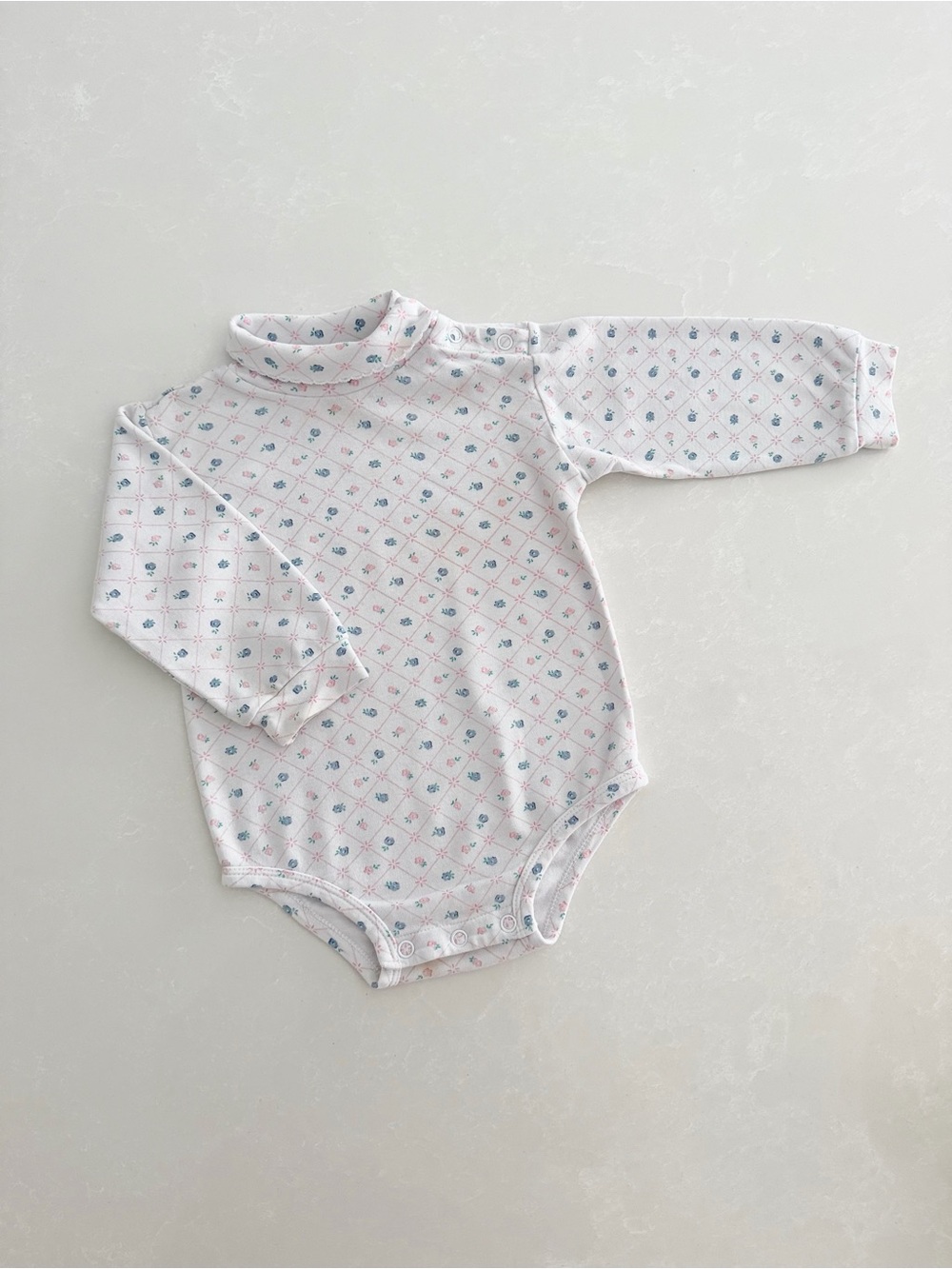 Vintage 90s Simply Basic Baby Girls Floral Turtleneck Onesie • Size 24M